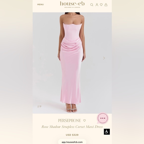 House of CB Rose-Shadow Strapless Corset Maxi Dress